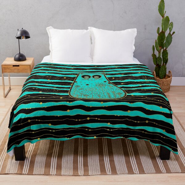 Item preview, Cute Gold Framed Cat on Black and Teal designed and sold by k9printart.