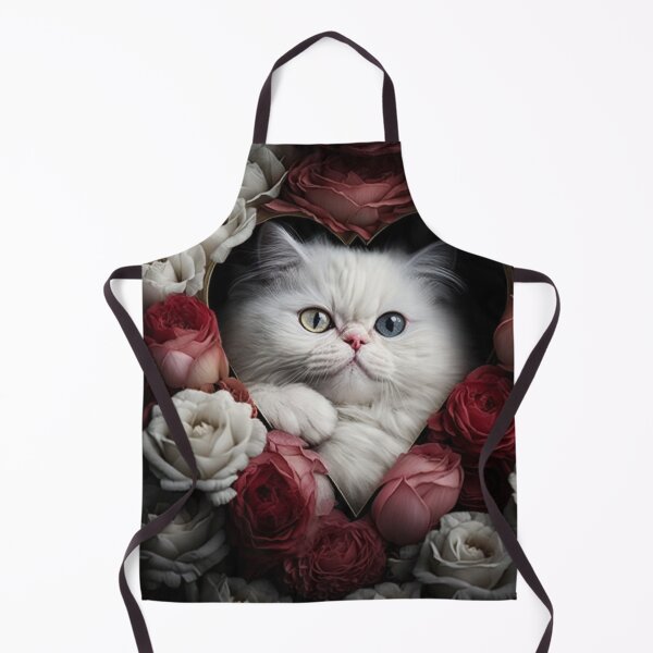 Item preview, White Cat in Heart of roses designed and sold by BISJOU.