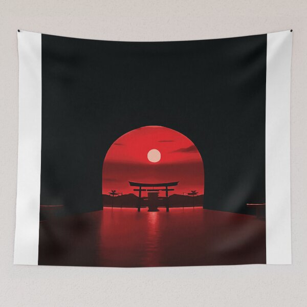 Item preview, Epic japanese sunset at shrine designed and sold by Angelregalia.