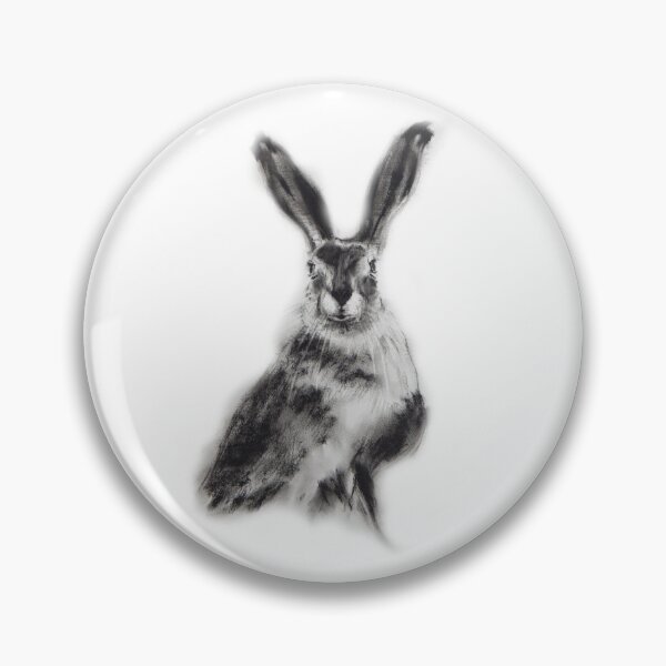 Item preview, A black and white charcoal drawing of a beautiful long eared hare designed and sold by NorthViewArt.