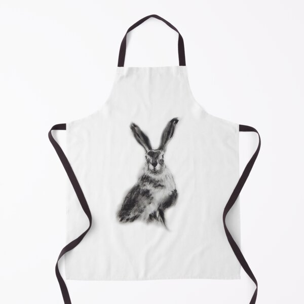 Item preview, A black and white charcoal drawing of a beautiful long eared hare designed and sold by NorthViewArt.