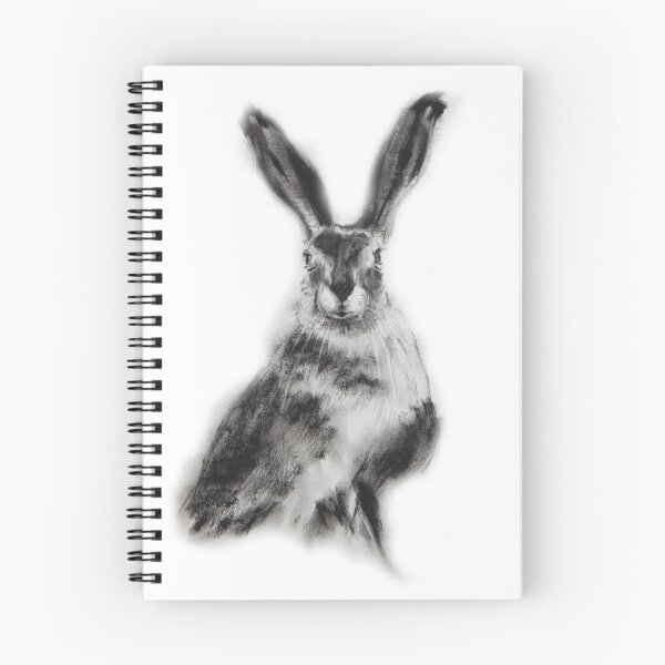 Item preview, A black and white charcoal drawing of a beautiful long eared hare designed and sold by NorthViewArt.