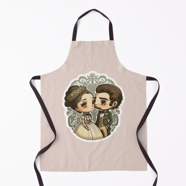 Item preview, cute sweet kawaii cartoon Victorian wedding couple designed and sold by LuckyRonin.