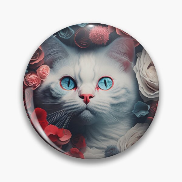 Item preview, A White Cat in Heart of roses description designed and sold by BISJOU.