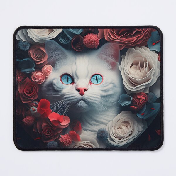 Item preview, A White Cat in Heart of roses description designed and sold by BISJOU.