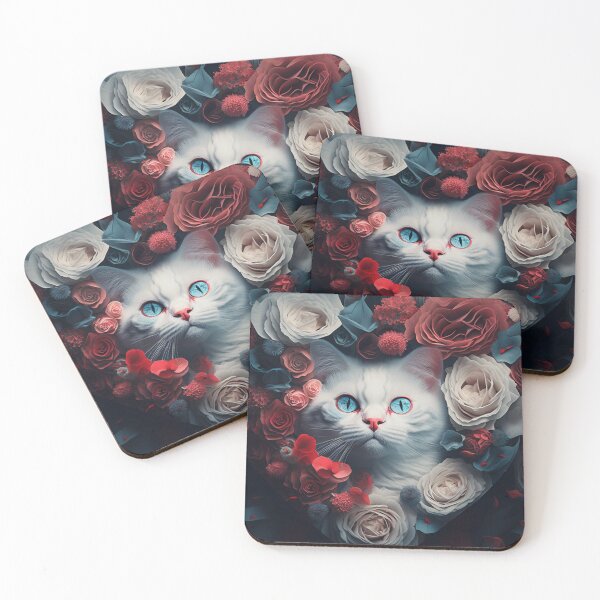 Item preview, A White Cat in Heart of roses description designed and sold by BISJOU.