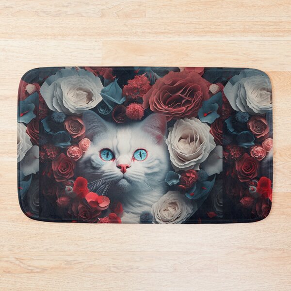 Item preview, A White Cat in Heart of roses description designed and sold by BISJOU.
