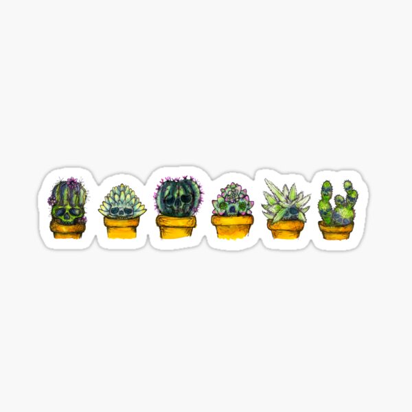6 succulent skulls Sticker