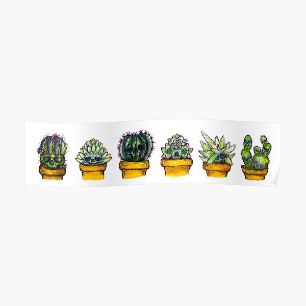 6 succulent skulls Poster