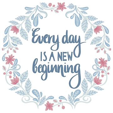 Vorschaubild zum Design Floral folkart yoga quote blue - every day is a new beginning von lafortissima