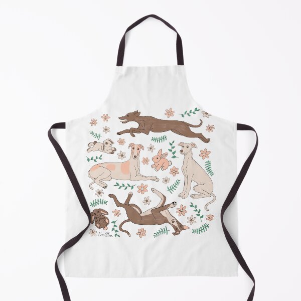 Item preview, Greyhounds Frolicking Print - Greyhounds & stuffed bunnies - Greyhounds Pastel Spring Palette - White designed and sold by EcoElsa.