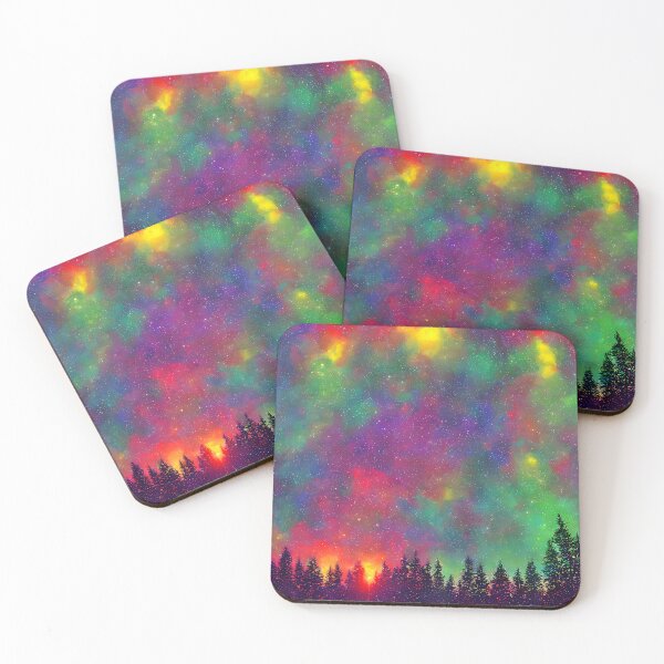 Item preview, Pine Trees and Magnificent colorful starry sky  designed and sold by MindEscape ..