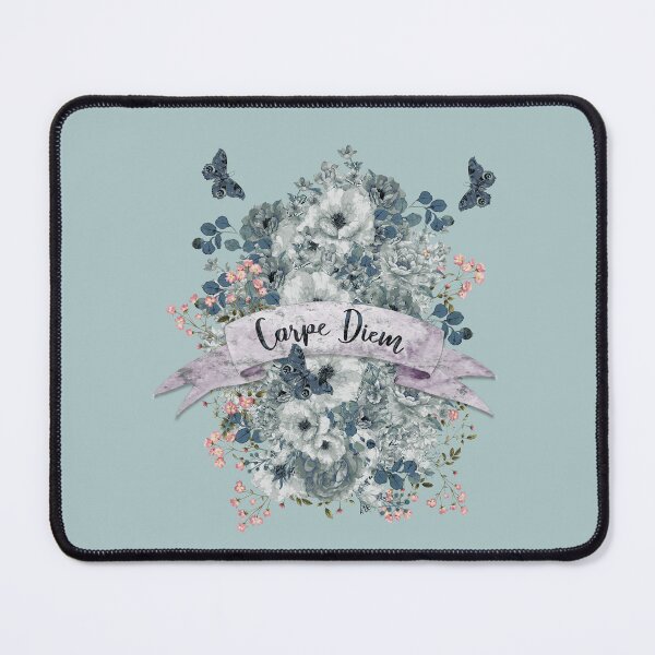Item preview, Motivational quote Carpe Diem, floral butterflies and wild roses watercolor style composition designed and sold by Collagedream.