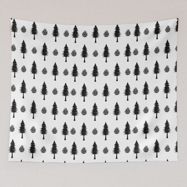 Item preview, Pine Trees, Pinecones, Black, Medium Pattern designed and sold by SpruceGooseCo.