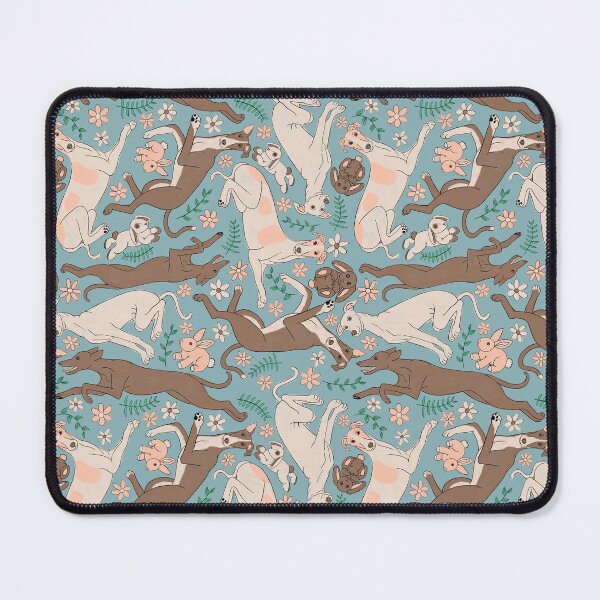 Item preview, Greyhounds Frolicking Pattern - Greyhounds & stuffed bunnies - Greyhounds Pastel Spring Palette - Dull Sky Blue designed and sold by EcoElsa.