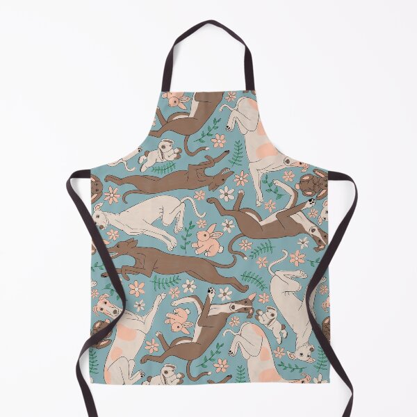 Item preview, Greyhounds Frolicking Pattern - Greyhounds & stuffed bunnies - Greyhounds Pastel Spring Palette - Dull Sky Blue designed and sold by EcoElsa.