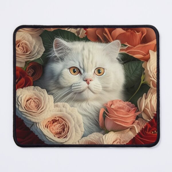Item preview, A White Cat in Heart of roses description designed and sold by BISJOU.