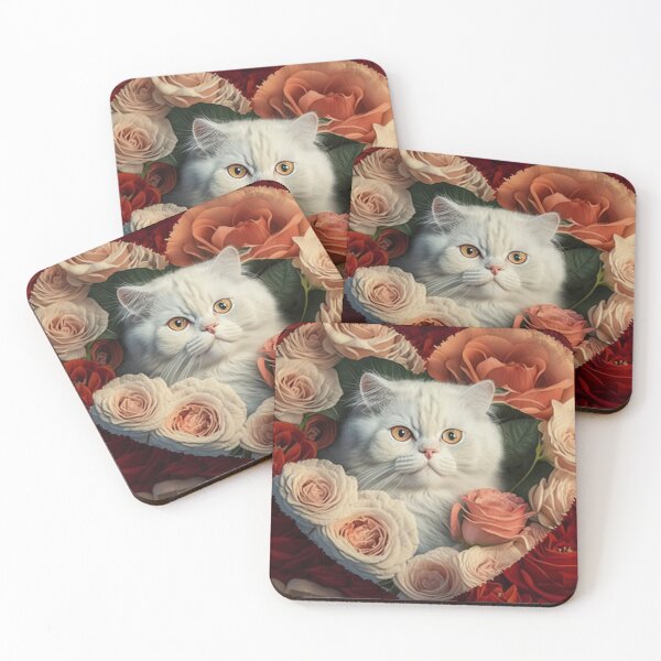 Item preview, A White Cat in Heart of roses description designed and sold by BISJOU.