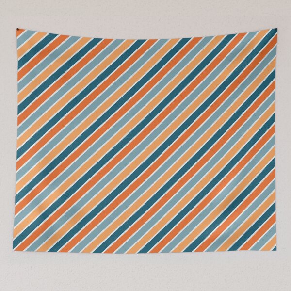 Item preview, Blue and orange diagonal retro style stripes designed and sold by BattaAnastasia.