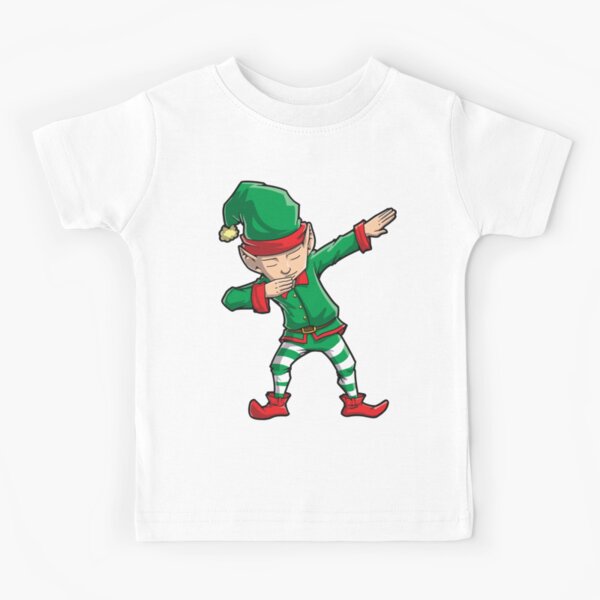 Dabbing Elf T Shirt Christmas Funny X-mas Elves Dab Gifts Kids T-Shirt