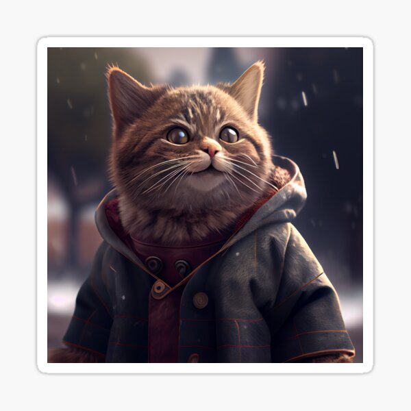 Cute cat wearing a puffer jacket | Sticker