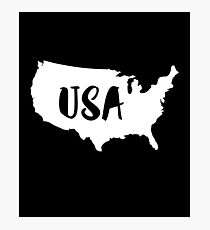 USA Map Continent Photographic Print