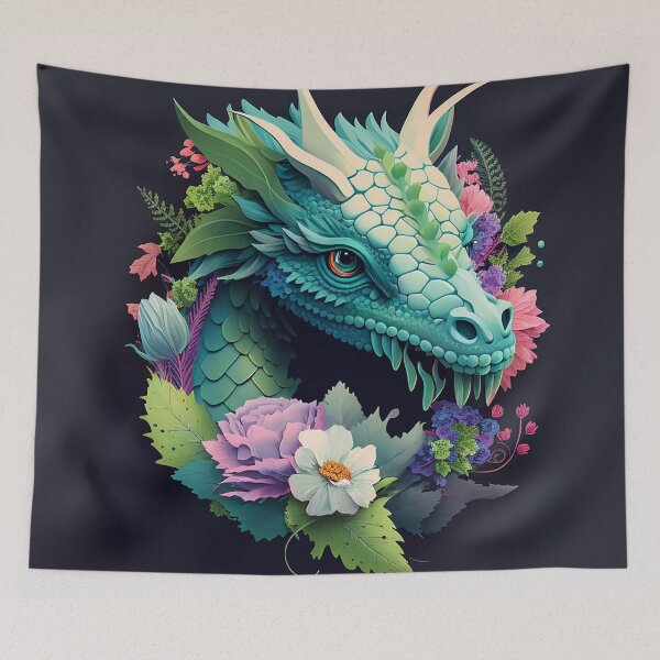 Item preview, Beautiful dragon with flowers designed and sold by Maryberry96.
