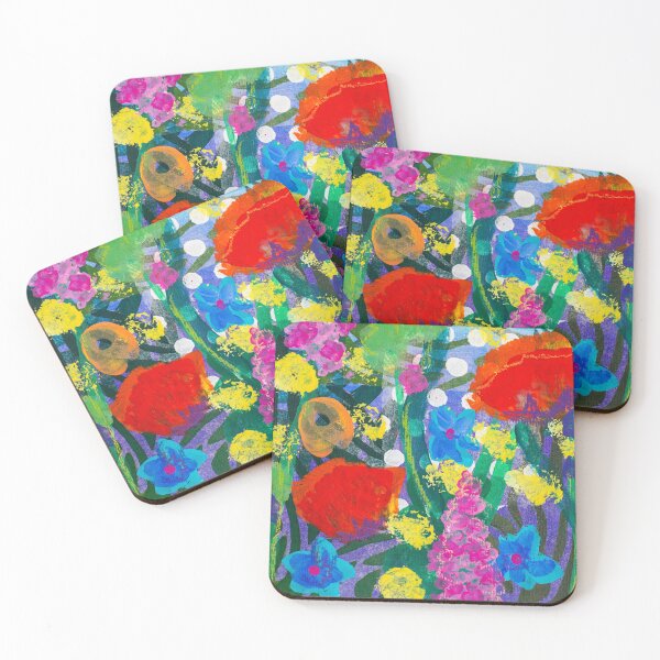 Item preview, Red poppies in field of flowers designed and sold by PatBlancheArt.