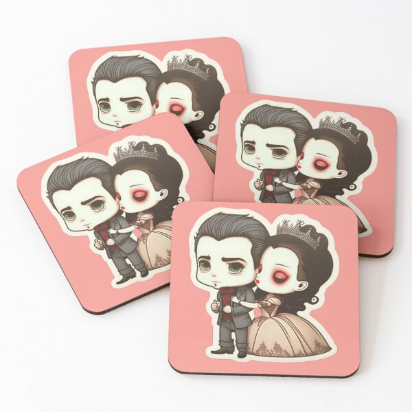 Item preview, cute sweet spooky vampire victorian wedding couple designed and sold by LuckyRonin.