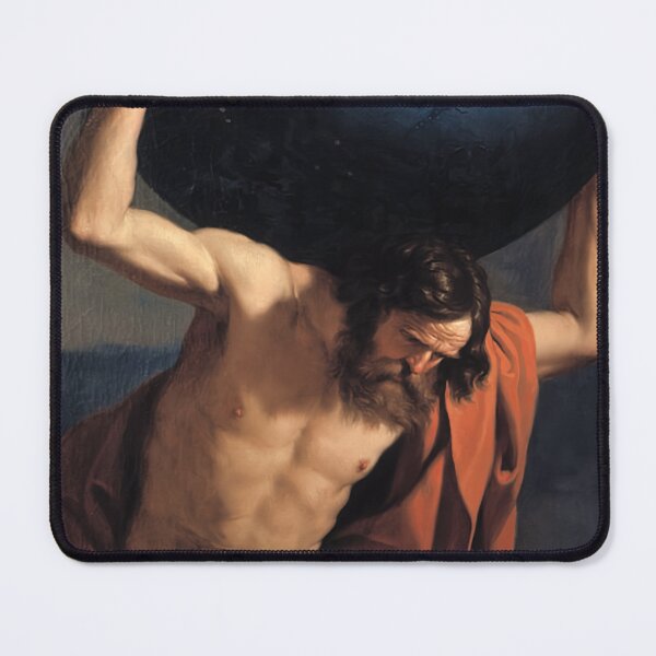 Item preview, HQ Greek God Atlas Holding Up Celestial Earth World Globe Guercino Painting Meme designed and sold by fomodesigns.