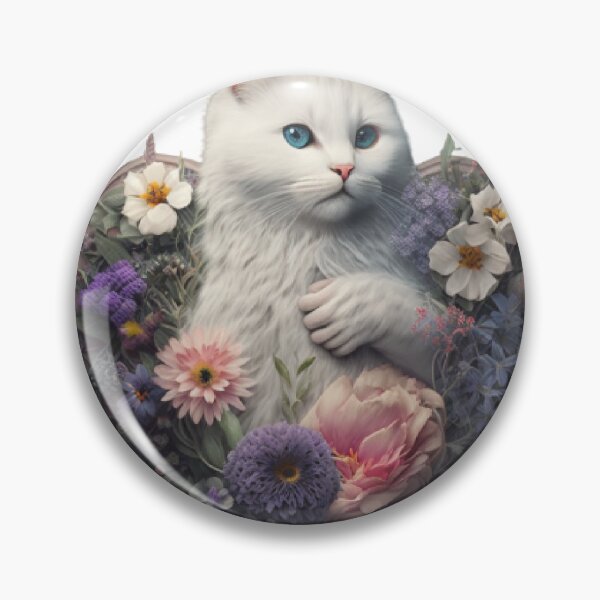 Item preview, A White Cat in Heart of roses  designed and sold by BISJOU.