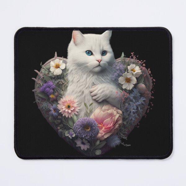 Item preview, A White Cat in Heart of roses designed and sold by BISJOU.