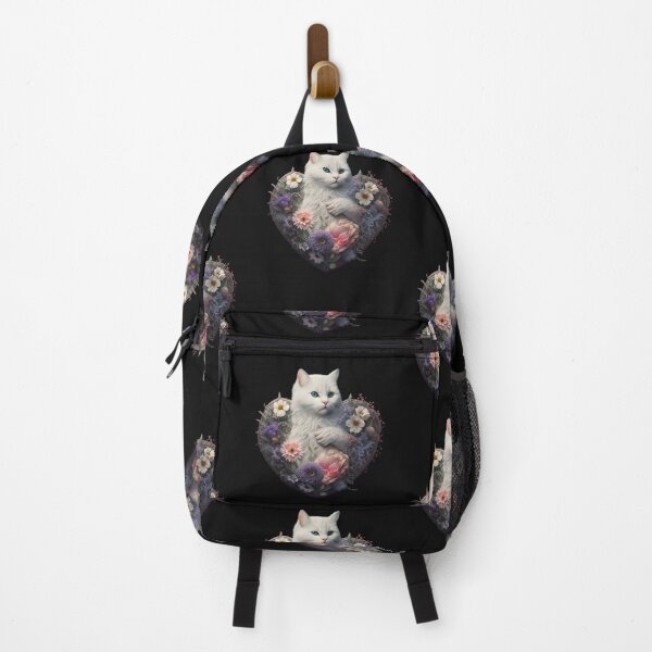 Item preview, A White Cat in Heart of roses  designed and sold by BISJOU.