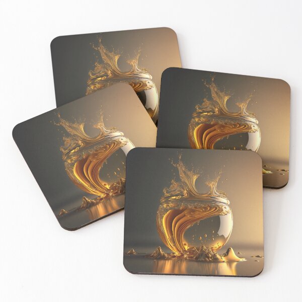 Item preview, AI Generated Futuristic Gold Droplet Explosions: Experience the allure of AI art without human intervention designed and sold by Globuwear.