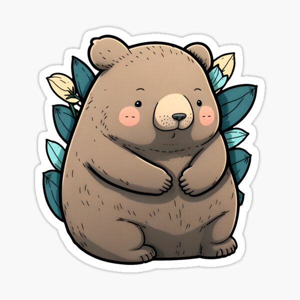 Vista previa del artículo con la obra «Wombat con hojas en el fondo», diseñado y vendido por CutePlanetEarth.