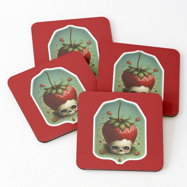 Item preview, cute creepy cartoon kawaii skull strawberry designed and sold by LuckyRonin.