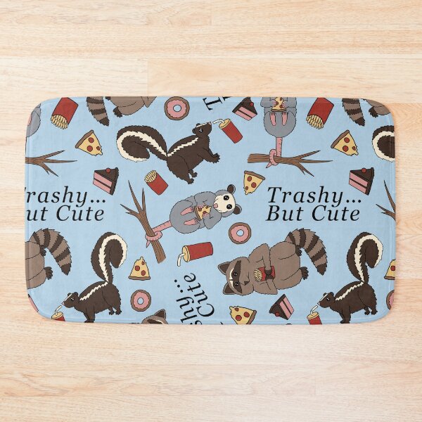 Item preview, Trashy... But Cute Pattern - Raccoon, Opossum, Skunk Pattern - junk food pattern - pale Aqua background designed and sold by EcoElsa.