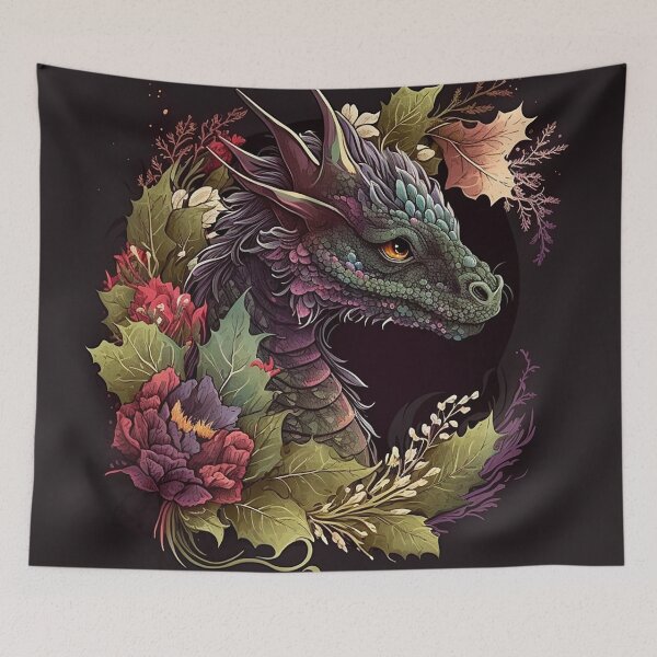Item preview, Beautiful dragon with flowers designed and sold by Maryberry96.