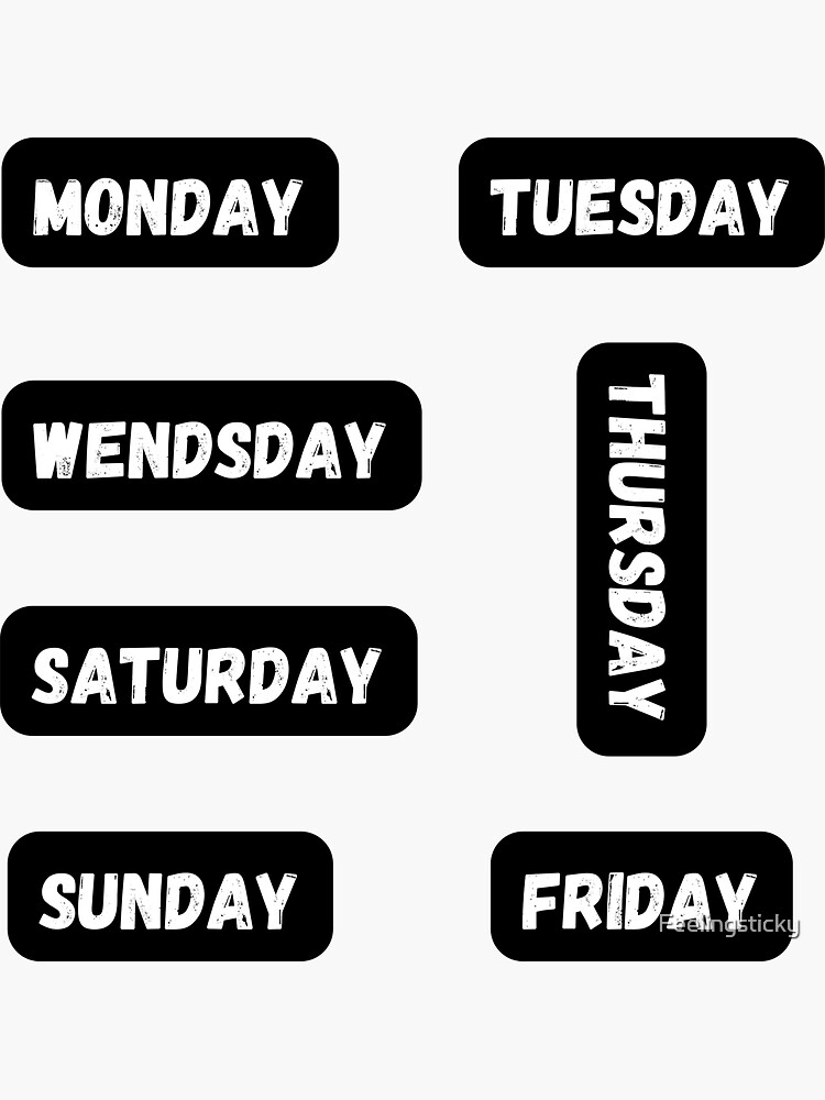 Days of the week sticker pack - Days of the week journal Sticker for Sale  by Theleochick