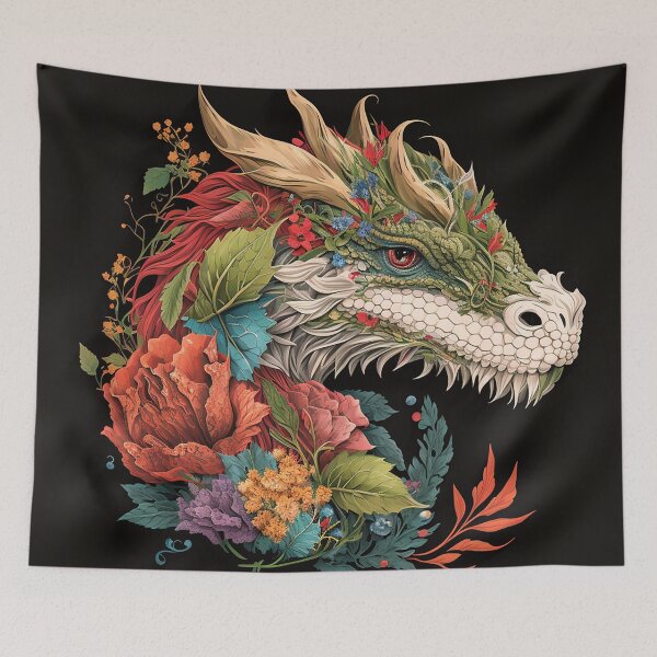 Item preview, Beautiful dragon with flowers designed and sold by Maryberry96.