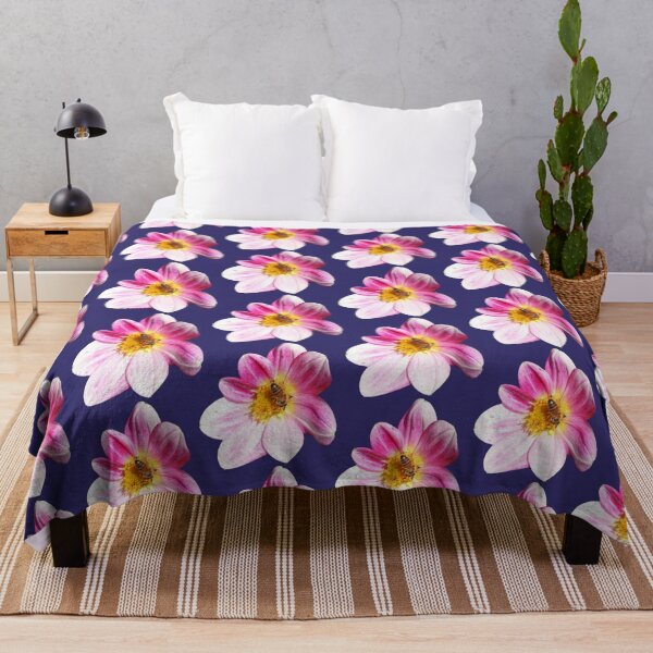 Item preview, Pattern - bee on flower - dark blue background designed and sold by DrAgonPhotos.