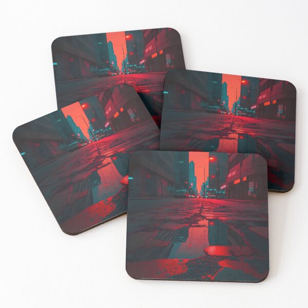 Item preview, The Hypnotic Glow of Red Neon Dancing on Cyberpunk City Streets designed and sold by Digital-Dreamer.