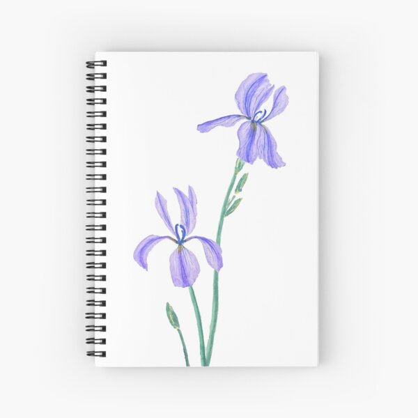 two elegant purple iris watercolor Spiral Notebook