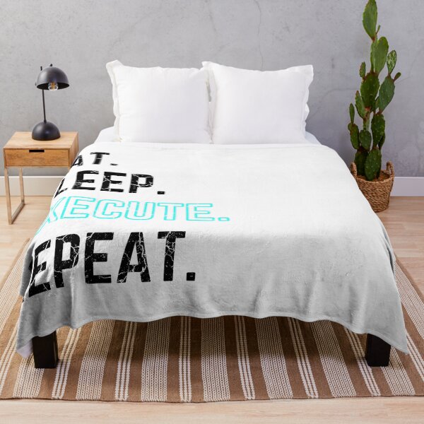Item preview, Eat Sleep Execute Repeat blue distressed white background designed and sold by KingsManKind.