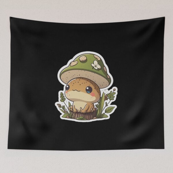 Item preview, Kawaii Frog with Mushroom Hat and Toadstools - Cottagecore Aesthetic Froggy - Chubby Amanita Muscaria Forest Themed Fantasy Sticker designed and sold by YouSsefHN05.