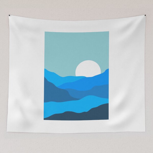 Item preview, blue minimalist landscape designed and sold by minilis.