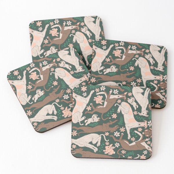 Artikelvorschau, Kopie von Greyhounds Frolicking Pattern – Greyhounds & ausgestopfte Hasen – Greyhounds Pastel Spring Palette – Cape Cod Pine Green entworfen und verkauft von EcoElsa.