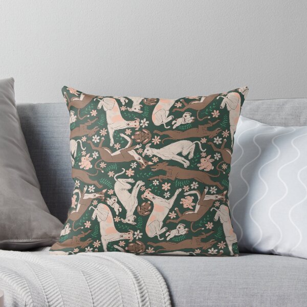 Item preview, Copy of Greyhounds Frolicking Pattern - Greyhounds & stuffed bunnies - Greyhounds Pastel Spring Palette - Cape Cod Pine Green designed and sold by EcoElsa.