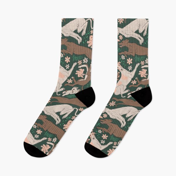 Item preview, Copy of Greyhounds Frolicking Pattern - Greyhounds & stuffed bunnies - Greyhounds Pastel Spring Palette - Cape Cod Pine Green designed and sold by EcoElsa.