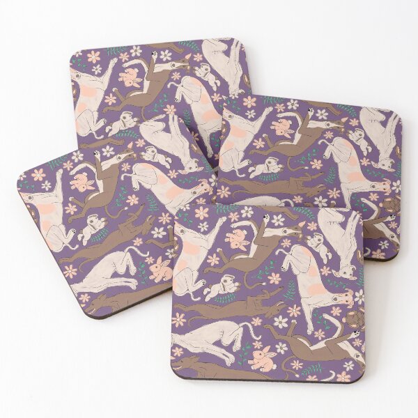 Artikelvorschau, Greyhounds Frolicking Pattern – Greyhounds & ausgestopfte Hasen – Greyhounds Pastel Spring Palette – Heller Glühwein entworfen und verkauft von EcoElsa.